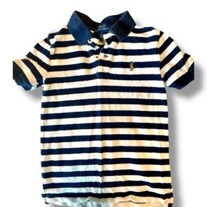 Polo Ralph Lauren Boys Polo Shirt Size 6 Blue White Striped Classic Logo